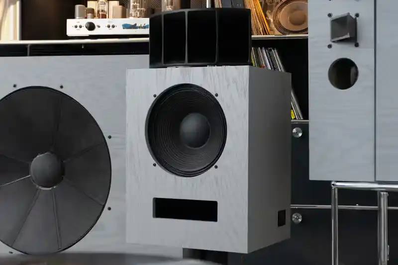 Klipsch x Ojas Klipsch and Ojas collaborate on limited edition kO-R1 speaker. Inspired by Klipsch Heresy IV, designed by Devon Turnbull. Two-way loudspeaker with 3D-printed aluminum horn. 100 pairs available, priced at $8,498 USD. Gray lacquer finish with red oak veneer