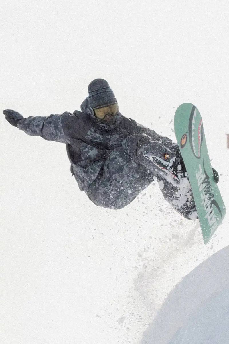 BAPE releases third Performance All Weather collection featuring technical snowboard jackets, overalls, and accessories with new camouflage patterns designed for extreme winter conditions.