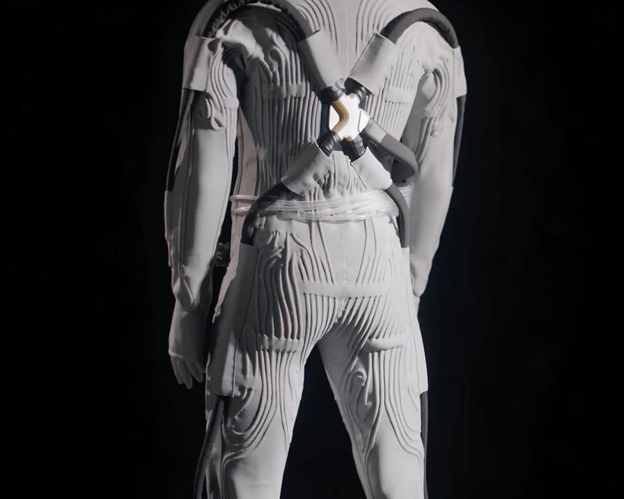 image explaining the collaboration between fashion house Prada and aerospace company Axiom Space on a new lunar spacesuit.