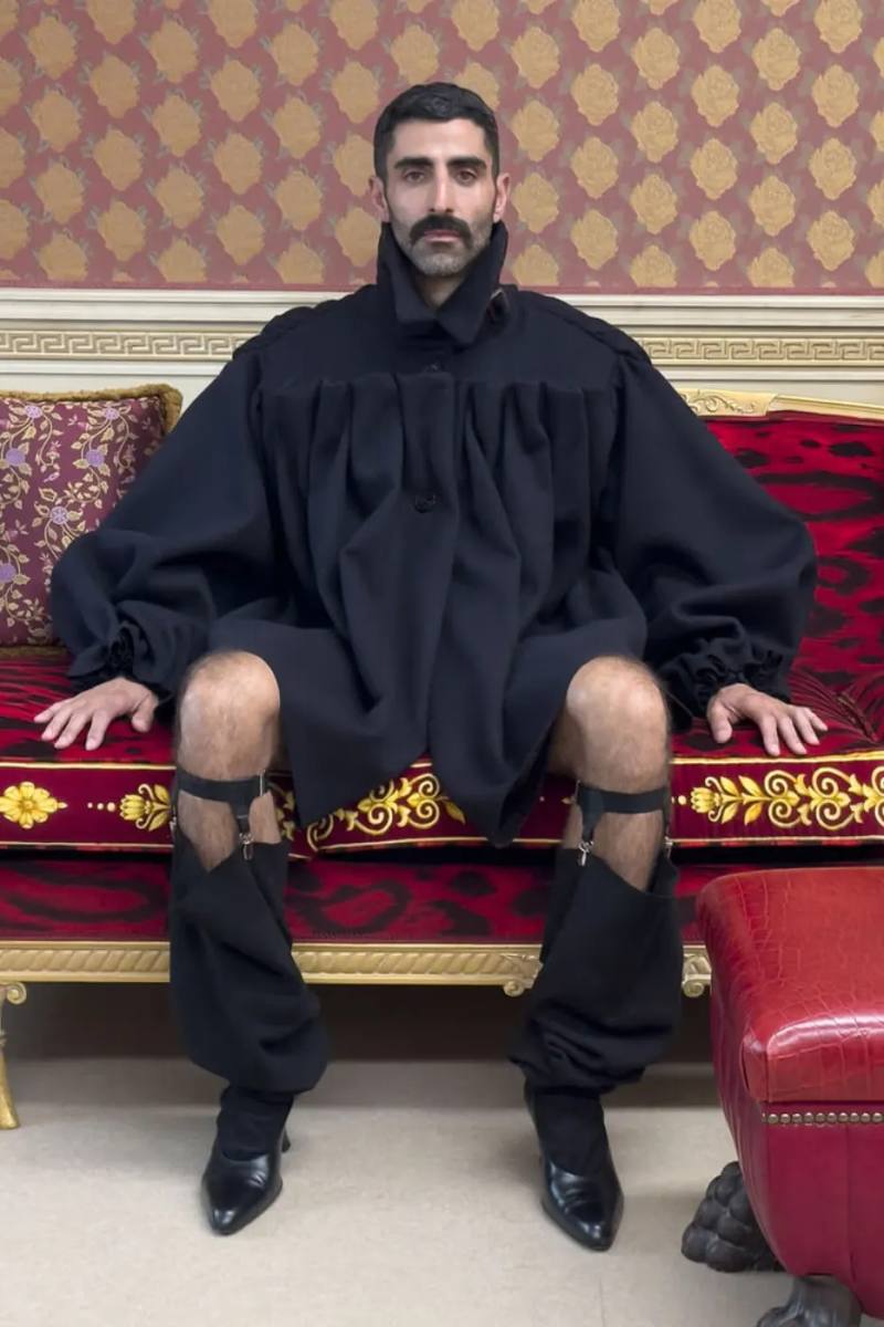 VIVIENNE WESTWOOD FW26 ITALIAN PUNK CAMPAIGN This image describes Vivienne Westwood's Fall Winter 2026 fashion campaign, featuring models in punk style knitwear posing among ornate Italian furniture.