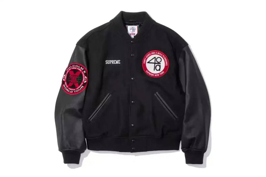 SUPREME AND SPIKE LEE JOIN FORCES FOR FILM-INSPIRED COLLECTION image of details a new fashion collaboration between Supreme and filmmaker Spike Lee. It discusses Lee's career achievements as a director and highlights the upcoming capsule collection created with his production company, 40 Acres & a Mule Filmworks. The collection includes apparel items inspired by Lee's films "Malcolm X" and "Clockers" and will be available in stores and online starting April 24, 2025.