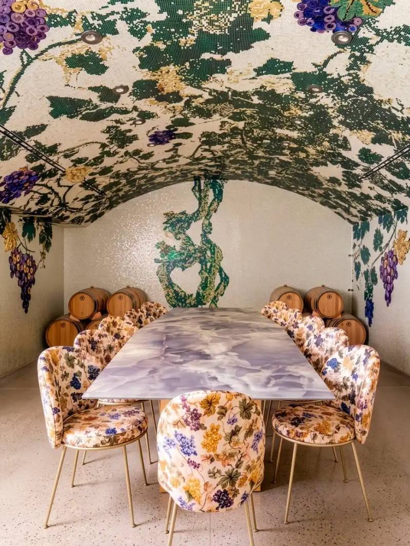 image detailing the architectural and interior redesign of Flora Springs Winery in Napa Valley by the mosaic manufacturer SICIS.