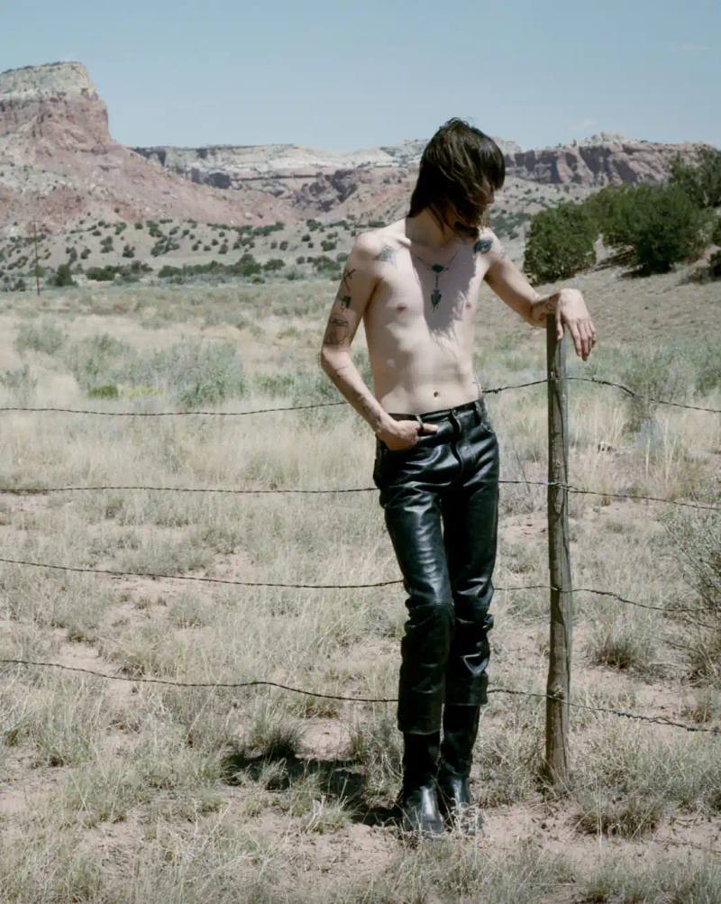 ANN DEMEULEMEESTER FW25 AT GHOST RANCH image of Fashion campaign article about Ann Demeulemeester's Fall/Winter 2025 collection photographed at Ghost Ranch in New Mexico, the former home of artist Georgia O'Keeffe.