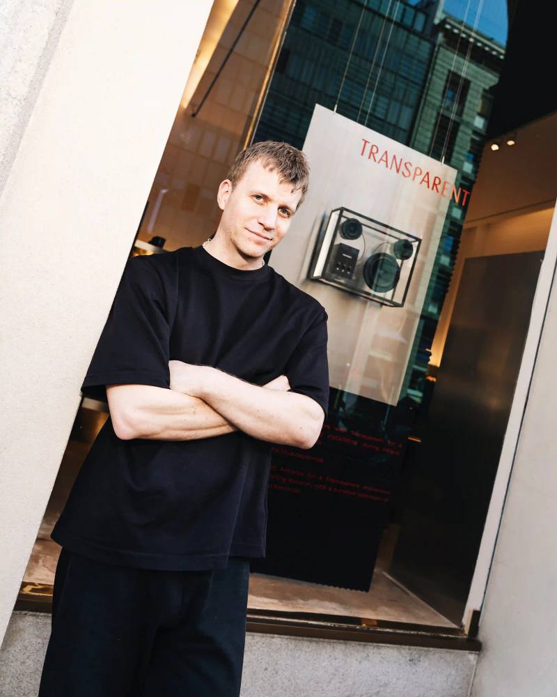 REFRAMING SOUND: A CONVERSATION WITH TRANSPARENT photo at the founders of Swedish audio brand Transparent by Matteo Vetrano for Casawi Magazine. Discussing their sustainable approach to audio design, modular products, and their Musicautomat installation at Milan Design Week 2025. The founders explain their brand values centered on longevity and circularity, their cross-industry collaborations, and their mission to create audio equipment that functions as timeless design objects rather than disposable technology.