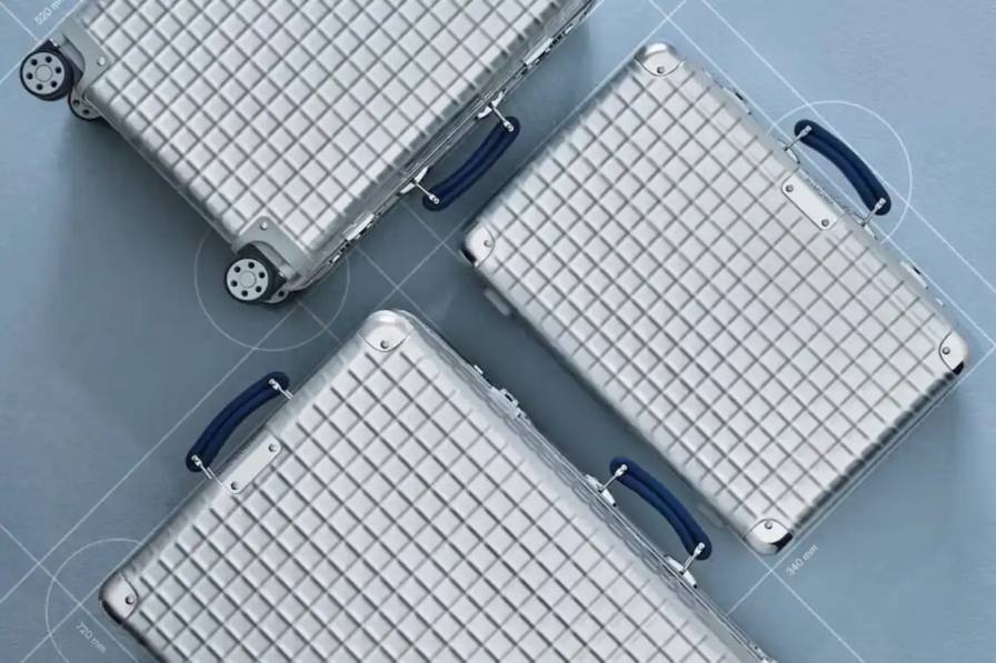 RIMOWA DROPS 1969 CLASSIC ALUMINIUM GRID COLLECTION image detailing the release of the RIMOWA Classic Aluminium Grid luggage collection including sizing and pricing details.
