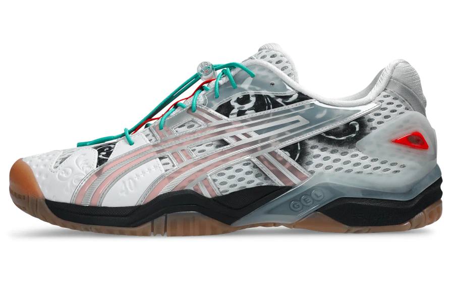 ASICS AND LTTT RELEASE NEW GEL-RESOLUTION 5 An image detailing the design features and release schedule of the collaborative footwear model by ASICS and Little Tokyo Table Tennis.
