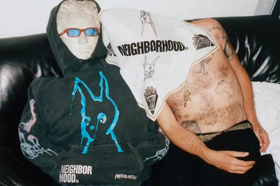 NEIGHBORHOOD X FUCKING AWESOME DROP JULY 19 image of streetwear collaboration between NEIGHBORHOOD and Fucking Awesome brands. Describes collection items including jackets, hoodies, T-shirts, sunglasses, and collectible incense chamber. Provides release date, pricing context, and purchase information. Content includes brand background and product design details suitable for fashion and streetwear audiences.