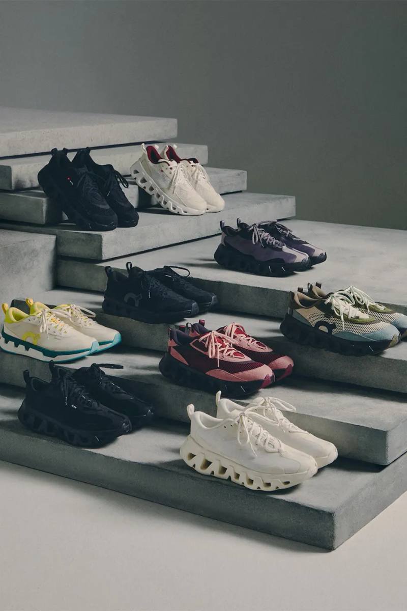 image of the Kith and On K-Tech 3 sneakers displaying textured mesh and suede construction.