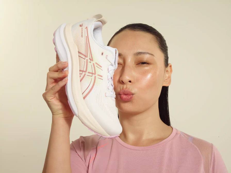 image detailing a new ASICS campaign promoting exercise over skincare products to achieve glowing skin.