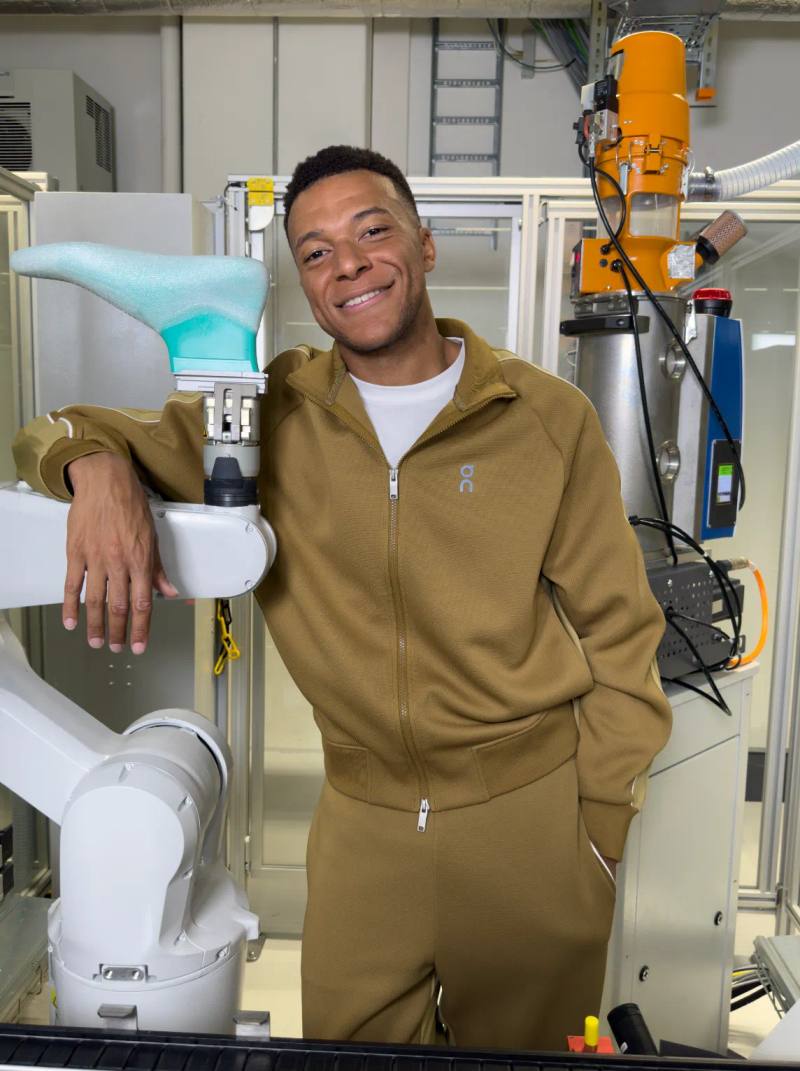 image outlining the business partnership between sportswear manufacturer On and professional football players Kylian Mbappe, Thierry Henry, and Sydney Schertenleib.