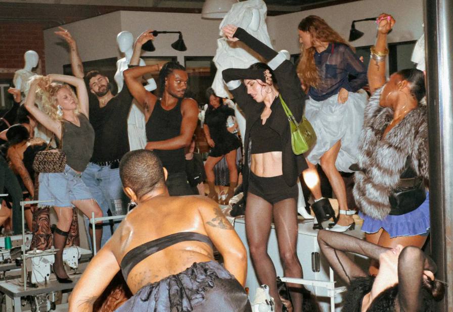 MIISTA SS26 COMBINES TECHNO MUSIC AND GARMENT MENDING An image about on the Miista Spring/Summer 2026 launch in Los Angeles. The text details the music performances and the live garment mending station at The Evans Group factory.