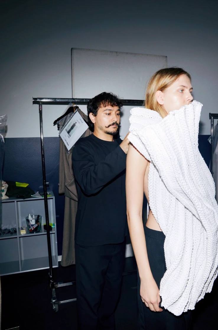 INSTITUTION WINS ZALANDO VISIONARY AWARD SS27 image detailing designer Galib Gassanoff and his brand INSTITUTION winning the Zalando Visionary Award at Copenhagen Fashion Week.