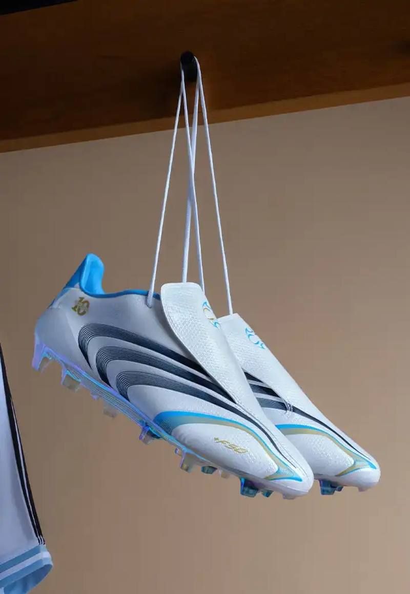 image about adidas releasing a remake of the F50 TUNiT football boot, inspired by Lionel Messi's 2006 World Cup footwear, combining vintage design with contemporary technology.