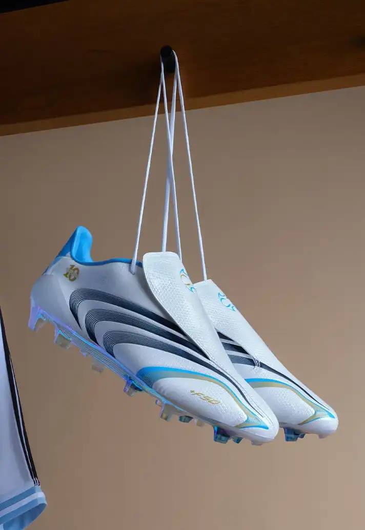 ADIDAS F50 TUNIT RETURNS WITH MESSI TRIBUTE image about adidas releasing a remake of the F50 TUNiT football boot, inspired by Lionel Messi's 2006 World Cup footwear, combining vintage design with contemporary technology.