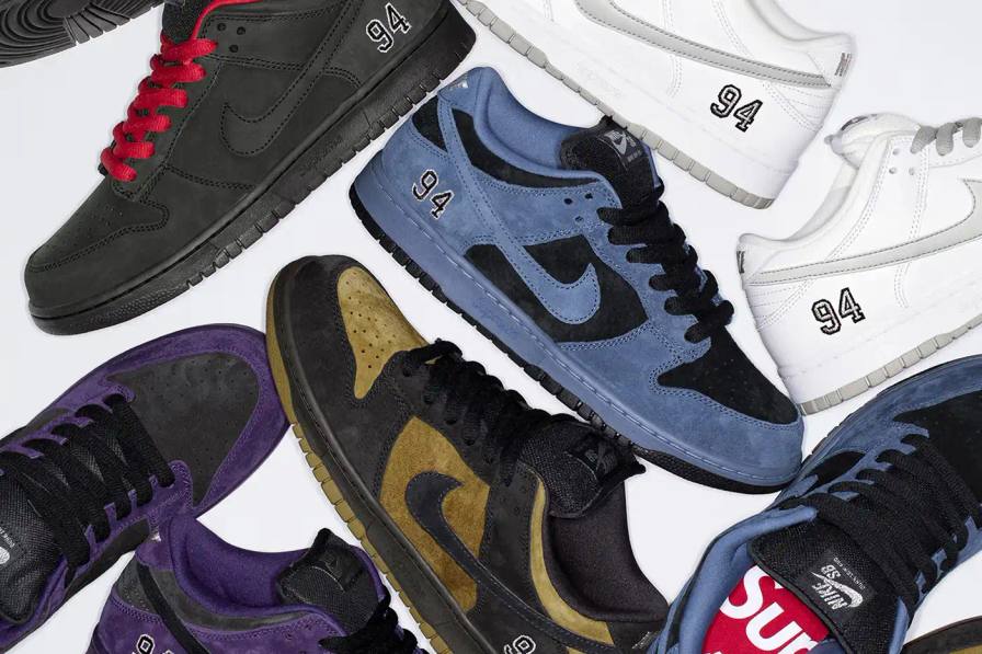 SUPREME NIKE SB DUNK LOW RETURNS FALL 2025 image about Supreme and Nike SB's Fall 2025 Dunk Low collaboration featuring five colorways with leather, nubuck, and suede uppers, regional exclusive releases, and September launch dates.