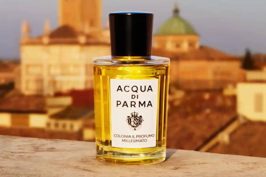 ACQUA DI PARMA RELEASES MILLESIMATO SCENT Acqua di Parma introduces Colonia Il Profumo Millesimato for its 110th anniversary, featuring 2024 ylang-ylang from Madagascar, Italian citrus notes, and rosemary. The fragrance comes in a glass bottle with embossed details and a yellow hatbox marked with a gold anniversary stamp. Retail price is £250.