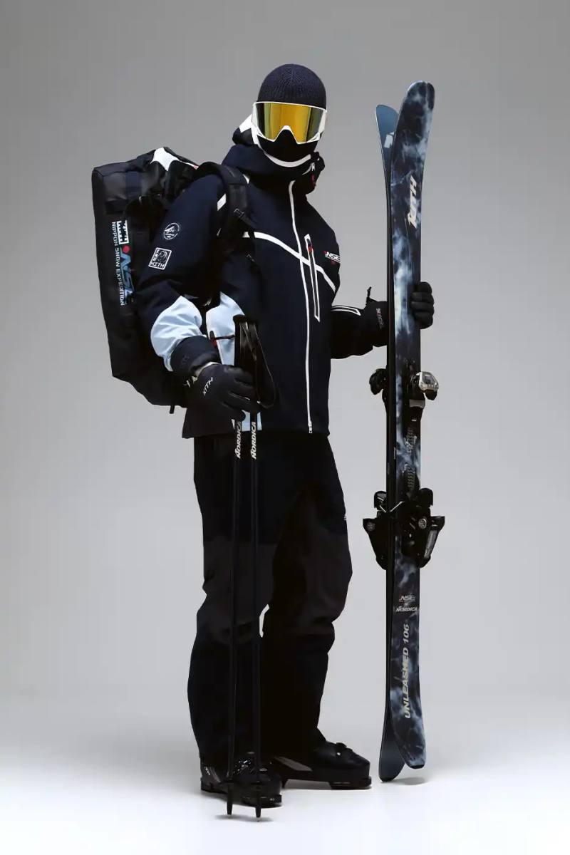 Kith for Columbia NSE collection featuring technical ski jackets, snowboards, and alpine equipment inspired by Japanese mountain landscapes.