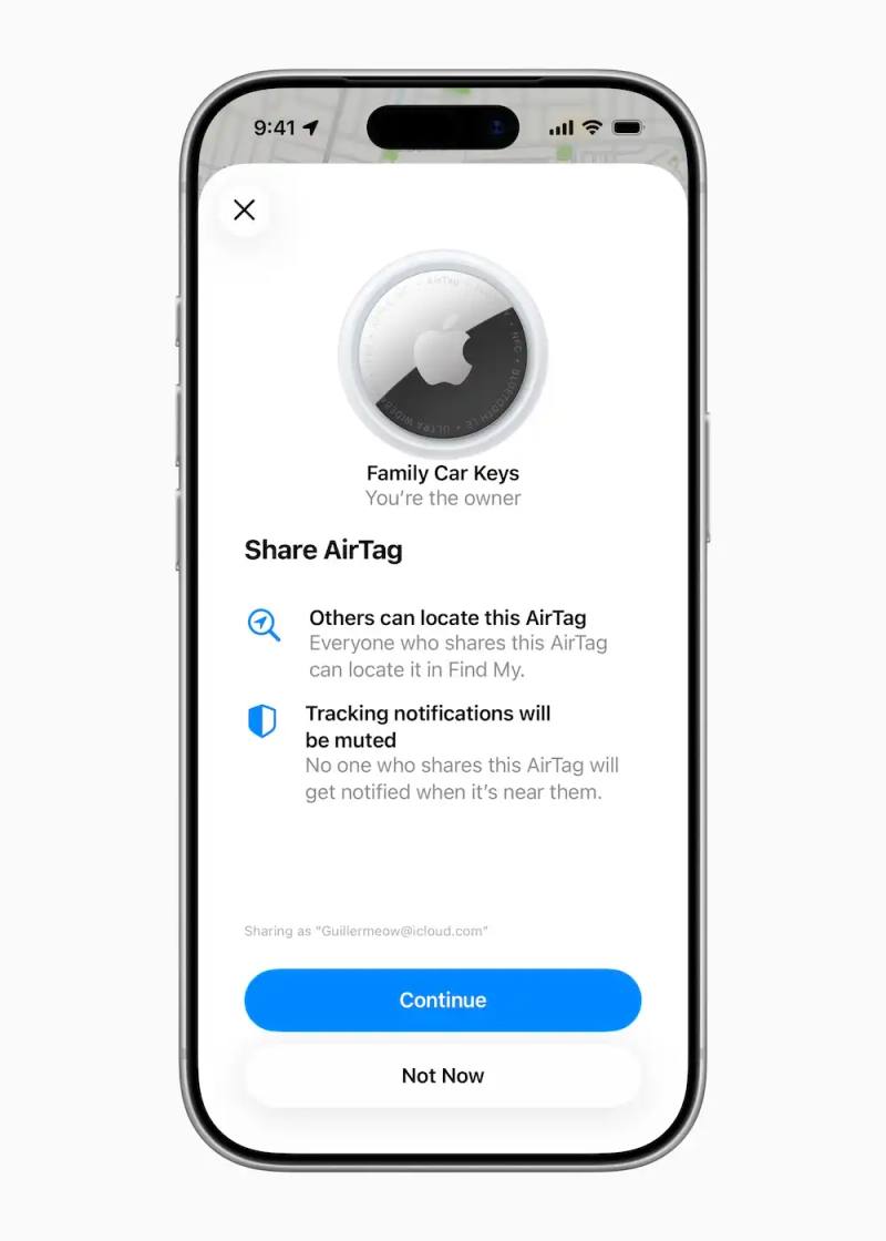 Apple announces new AirTag version featuring improved Bluetooth range and enhanced speaker for locating lost items.