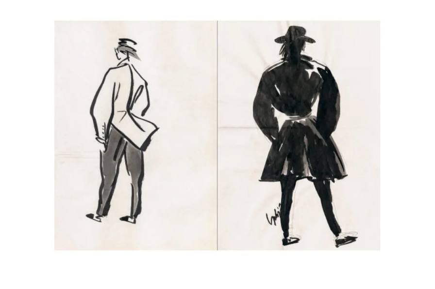YOHJI YAMAMOTO RELEASES UNSEEN SKETCHES IN NEW BOOK image detailing the upcoming release of a 310 page hardcover book showcasing personal fashion drawings by Yohji Yamamoto.