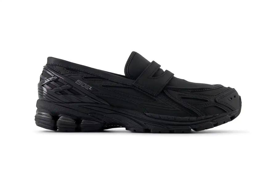 New Balance All-black New Balance 1906L leather loafer with glossy TPU heel counter and minimal branding details
