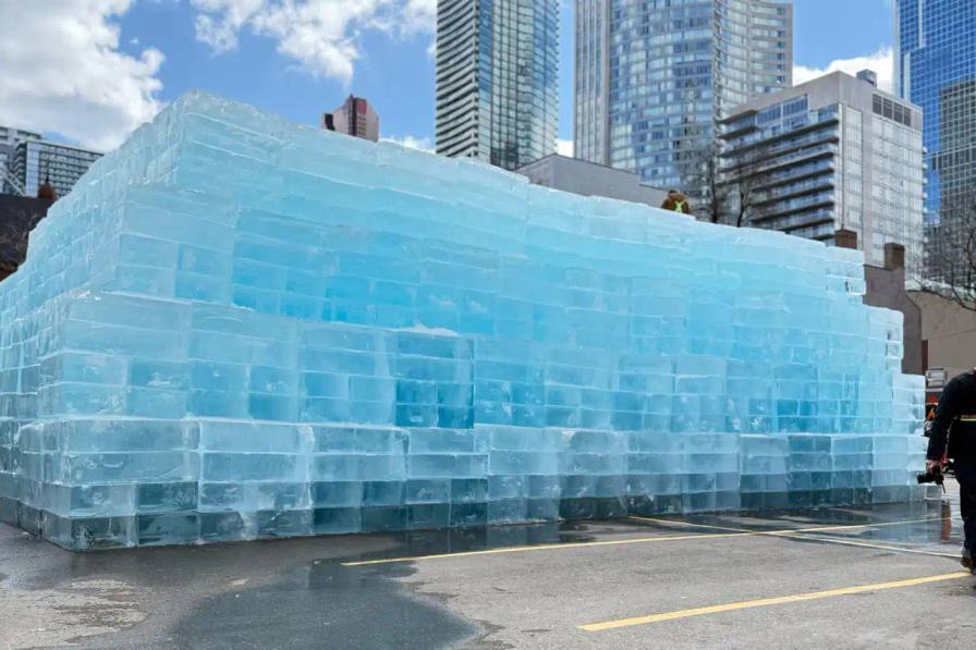 DRAKE HIDES ICEMAN RELEASE DATE IN TORONTO ICE PYRAMID image detailing Drake hiding his new album release date inside a massive ice sculpture in Toronto and the events surrounding the album rollout.