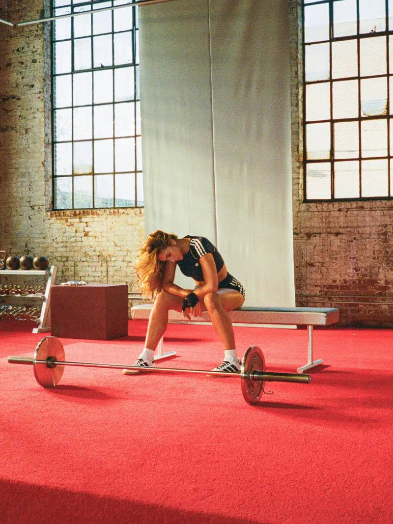 image detailing the Adidas Originals Sport collection launch, product details, activewear tech, and campaign figures.