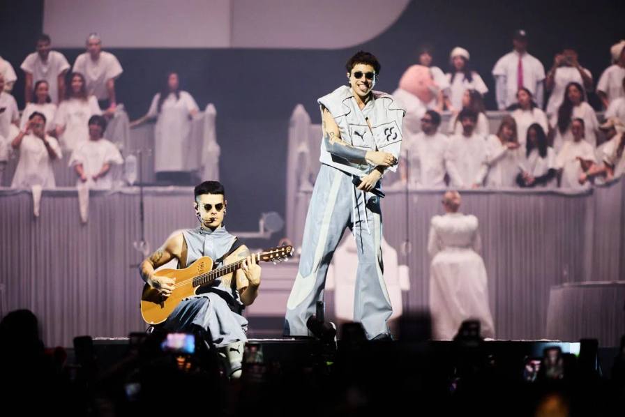 PUMA PARTNERS WITH CA7RIEL & PACO AMOROSO image detailing a clothing collaboration between sportswear brand Puma and Argentine musicians Ca7riel and Paco Amoroso for their global tour.