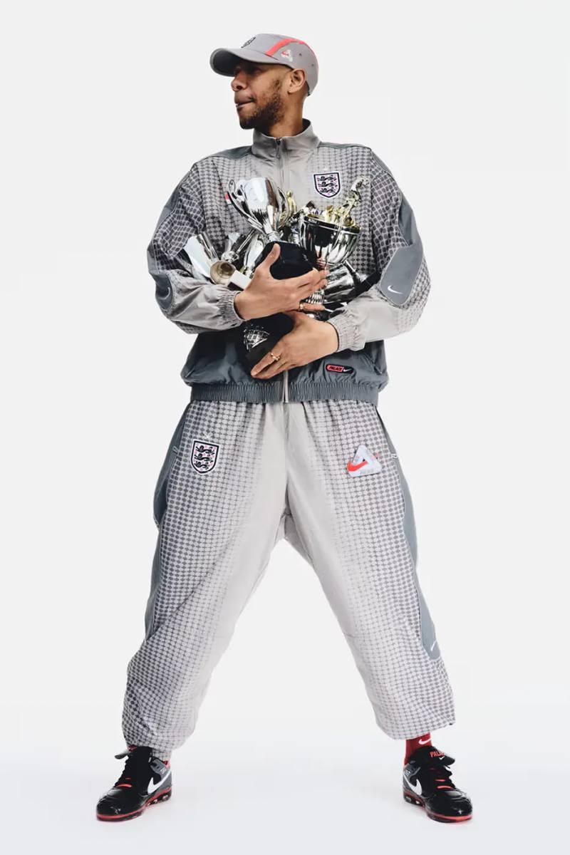 PALACE SKATEBOARDS AND NIKE RELEASE ENGLAND COLLECTION image showing items from the collaborative Palace and Nike England apparel collection.