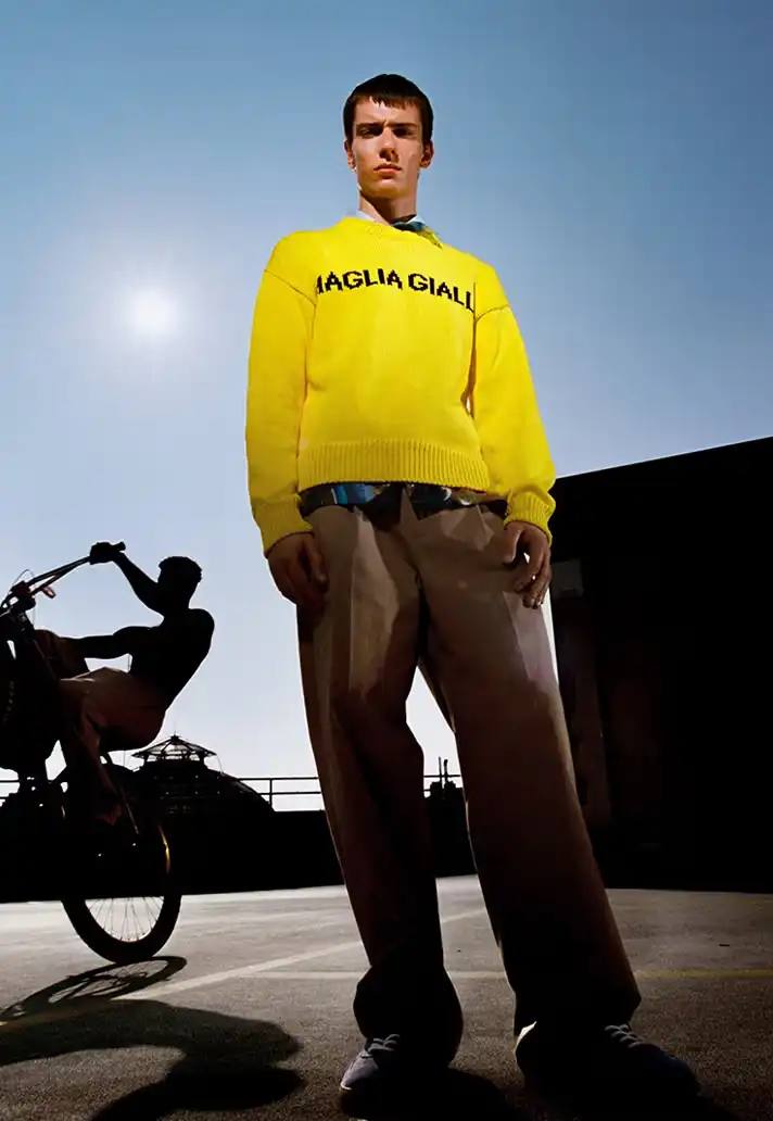 MSGM SS26 TAKES CUES FROM STREET CYCLING image about fashion designer Massimo Giorgetti's Spring/Summer 2026 collection for MSGM brand, inspired by cycling culture and featuring collaboration with Milan cyclists.