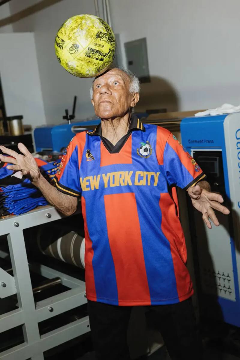 image description of the launch of local New York City World Cup apparel priced at 46 Euros to provide an alternative to expensive tournament merchandise.