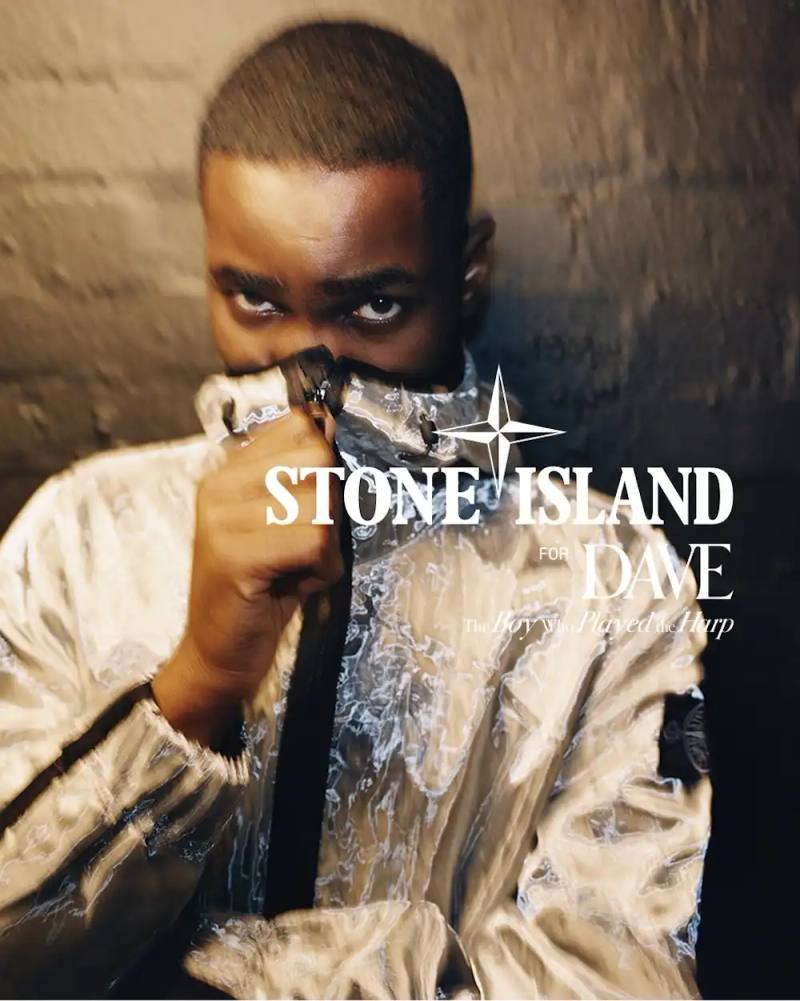 image about the collaboration between Stone Island and musician Dave featuring custom tour clothing and a limited retail collection. 