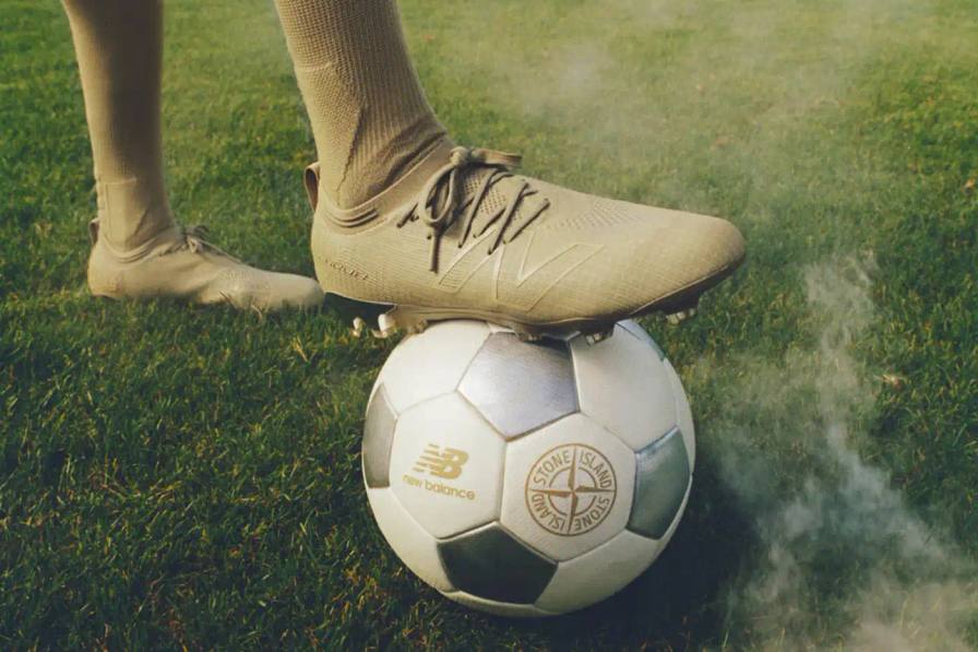 STONE ISLAND AND NEW BALANCE RELEASE FURON V8 BOOT Stone Island and New Balance have released a new Furon V8 football boot in olive green with metallic silver details, available November 19 through official retailers.