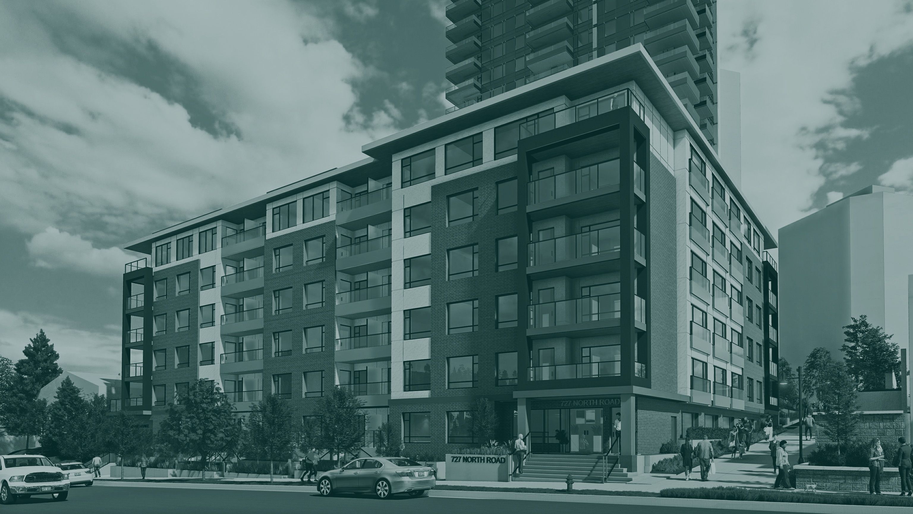 Architectural rendering of 1888 Main St, a residential development by Cressey Development Group in Vancouver, BC.