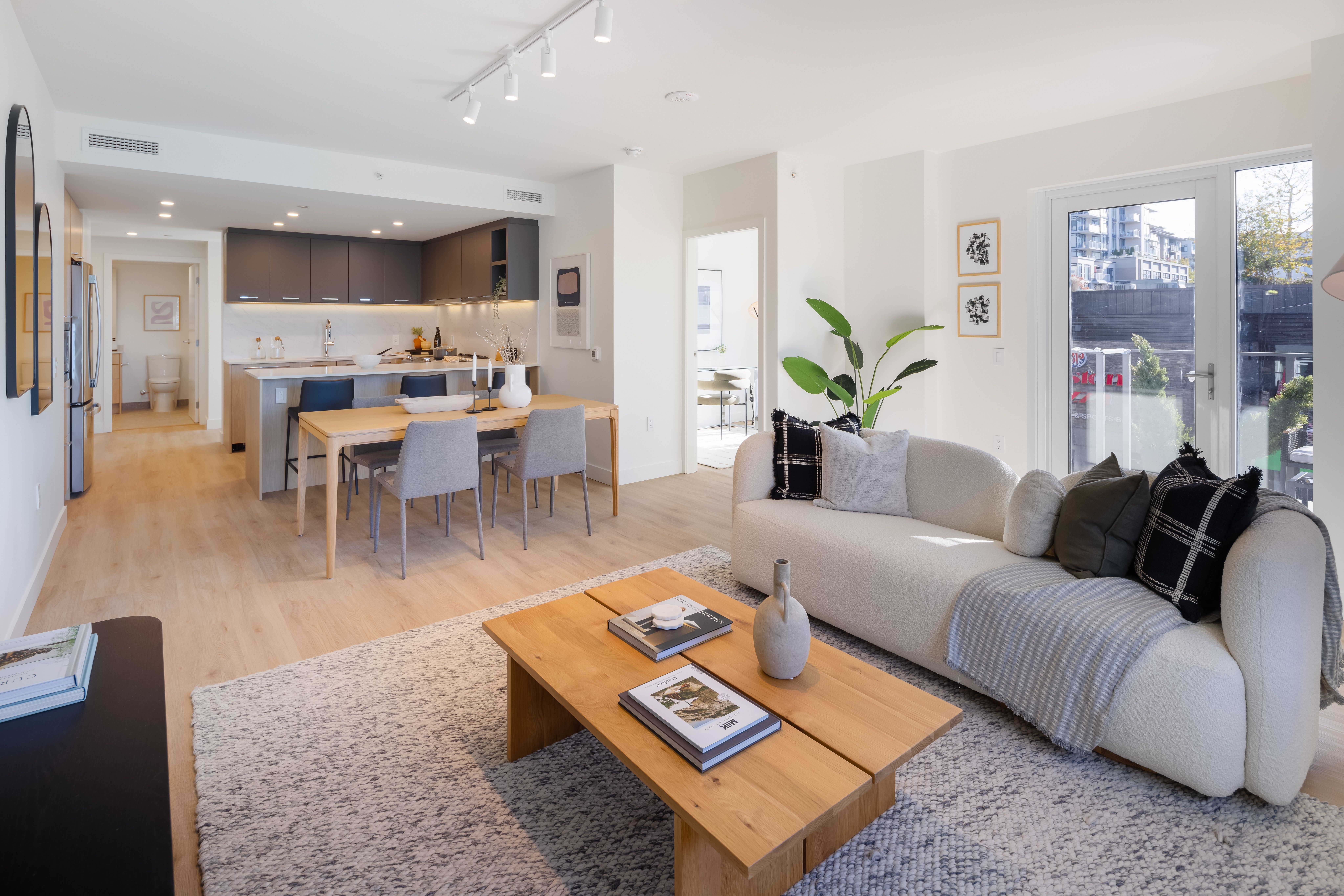 Contemporary kitchen with new countertops at Victor