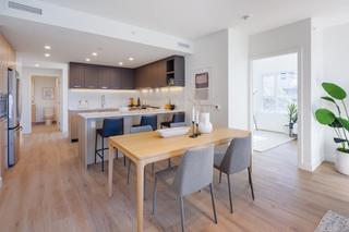 Modern kitchen with quartz countertops at Victor