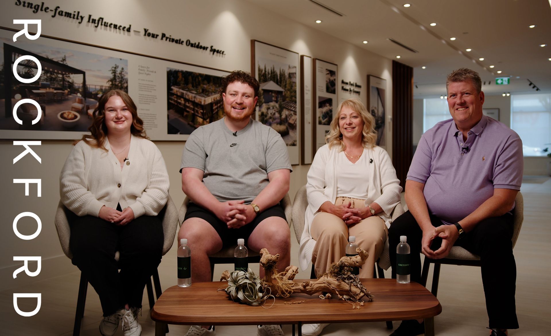 Family seated for interview in the Rockford Presentation Centre