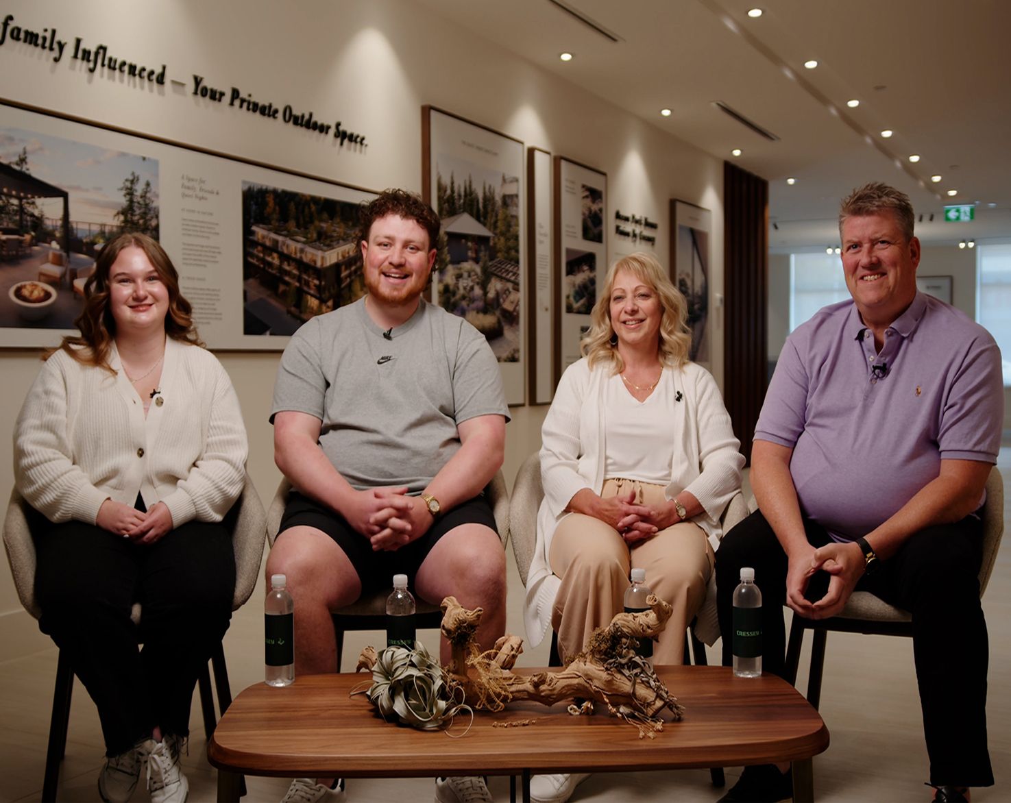 Family seated for interview in the Rockford Presentation Centre