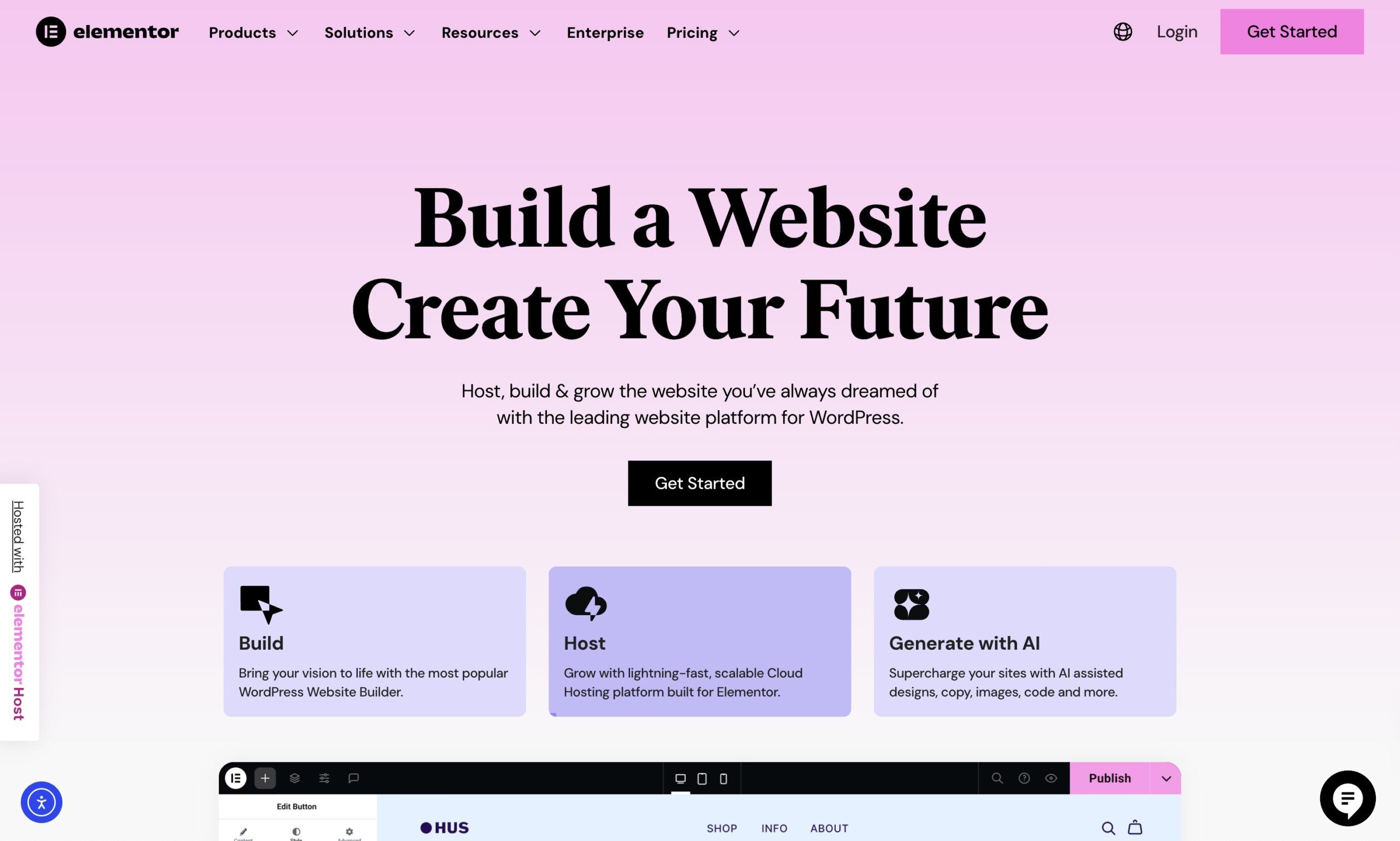 Interfaccia di Elementor, page builder per WordPress con funzionalità avanzate per landing page