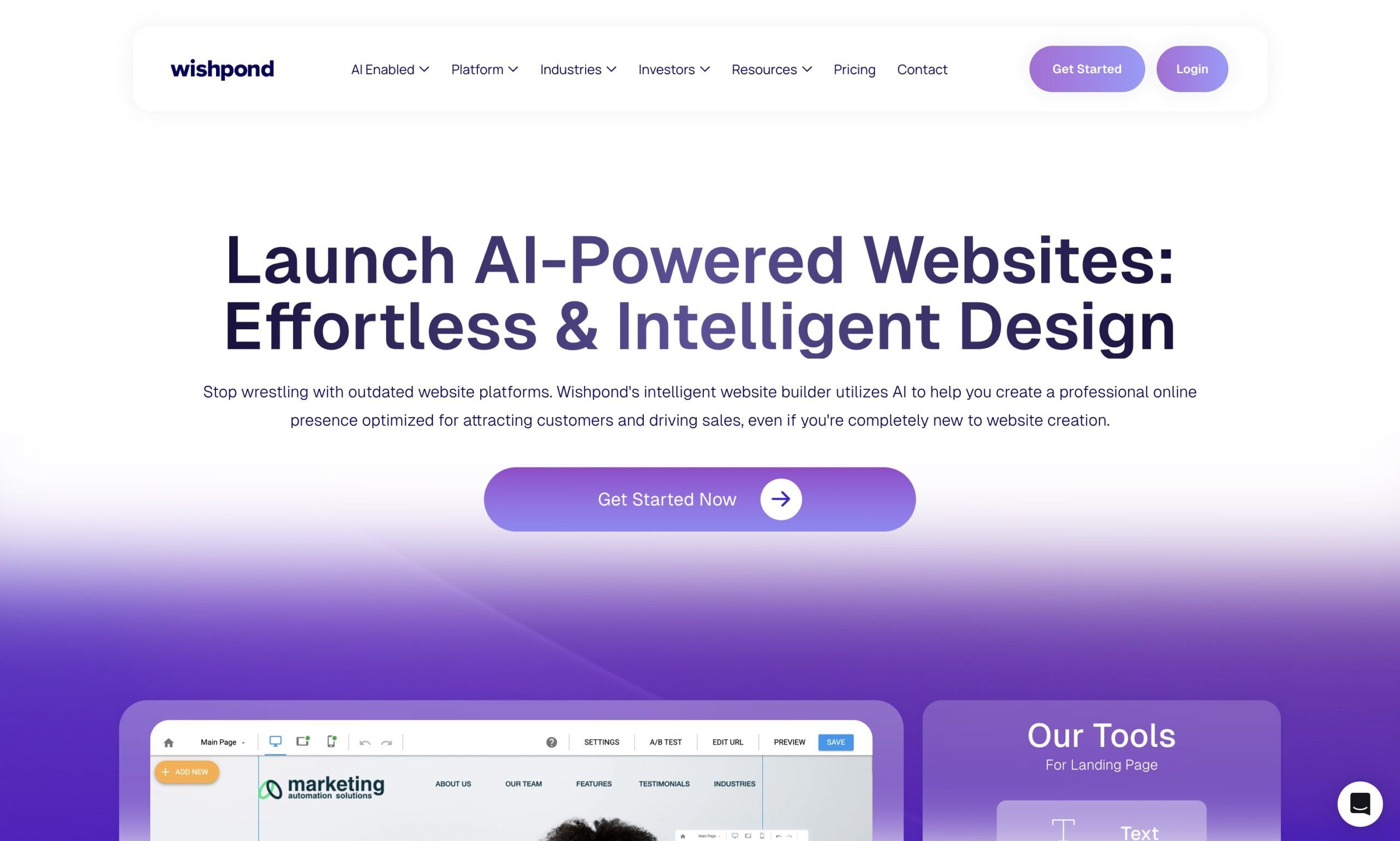 Interfaccia di Wishpond, strumento di marketing per creare landing page e campagne di lead generation