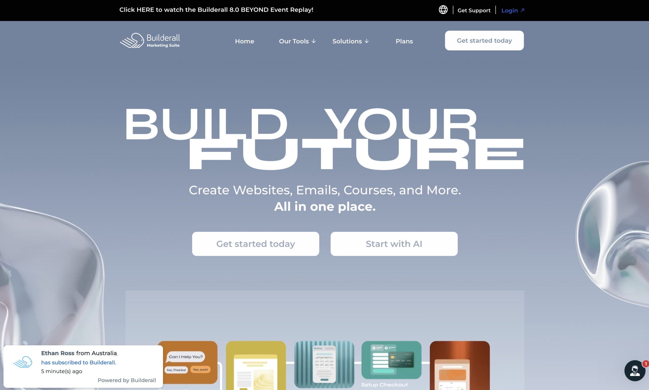 Interfaccia di Builderall, suite di marketing digitale con builder integrato per landing page