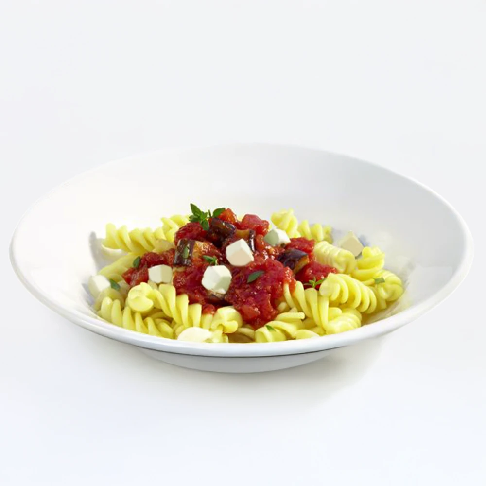 Fusilli with a aubergine-and-tomato sauce