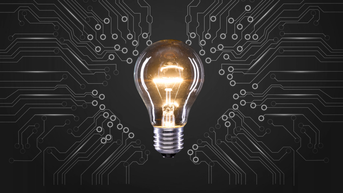 lightbulb in the centre with tech pathways