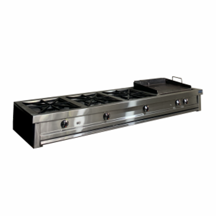 Estufa industrial 3 fogones y plancha