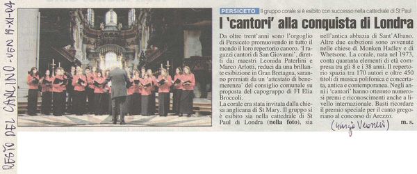 Londra, “il Resto del Carlino”, 19 novembre 2004