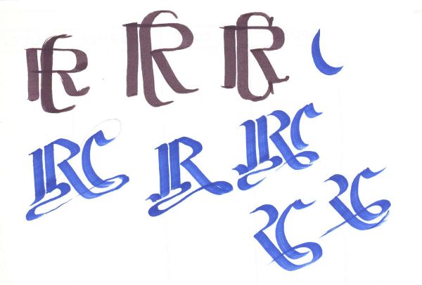 Prove a colori del monogramma RC