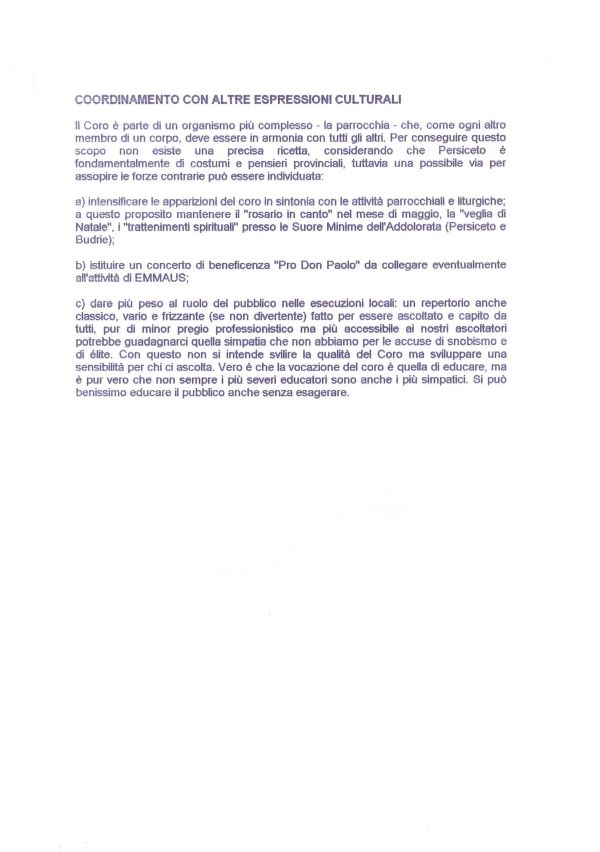Stefano Ghedini, proposta di rilancio dell’immagine del coro, 16 aprile 1996 (2/2)