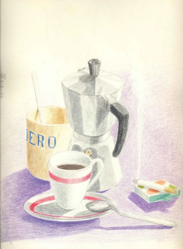 Natura morta con caffettiera, 6 giugno 1969