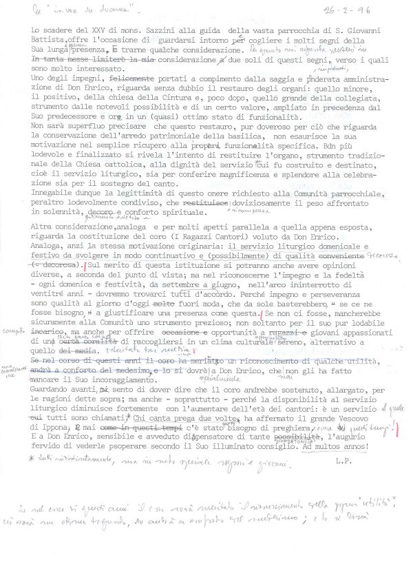 Per i 25 anni di don Enrico parroco, 26 febbraio 1996