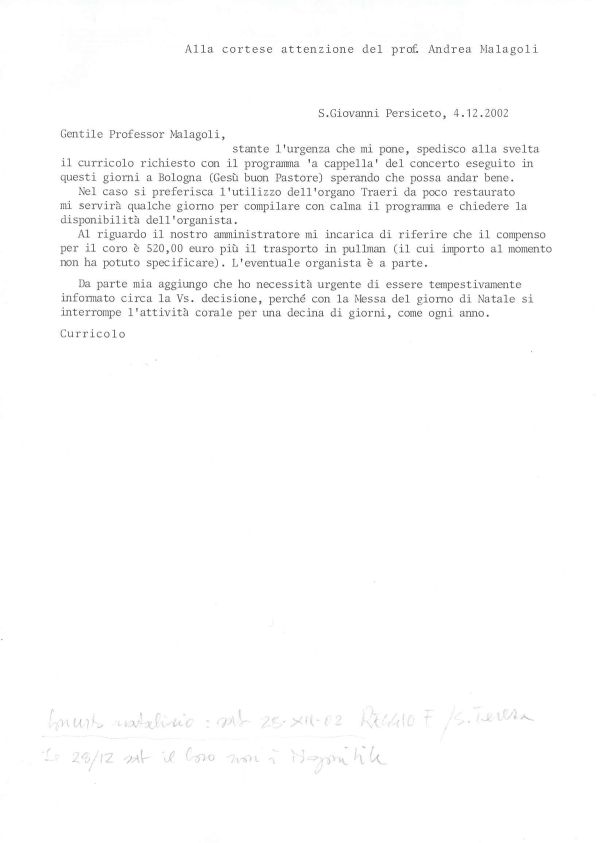 Concerto a Reggio Emilia del 28 dicembre 2002, non eseguito (1/2)