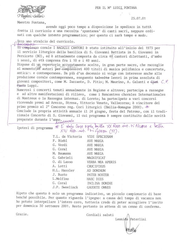 Concerto, settembre 2001